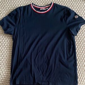 Moncler Dark Blue Men's T-Shirt with Red and White Accents